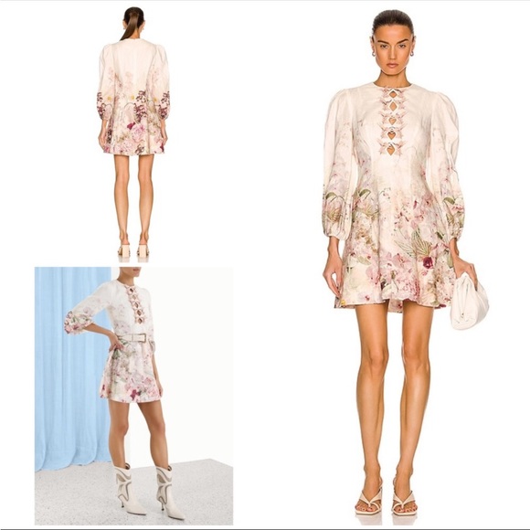 Zimmermann Dancer Hummingbird Mini Dress- Alabaster Garden Floral - Picture 2 of 16